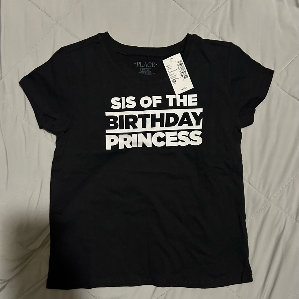 The Children's Place Black Tee Sister of the Birthday Princess
